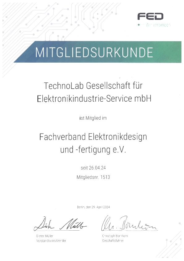 FED member certificate TechnoLab GmbH